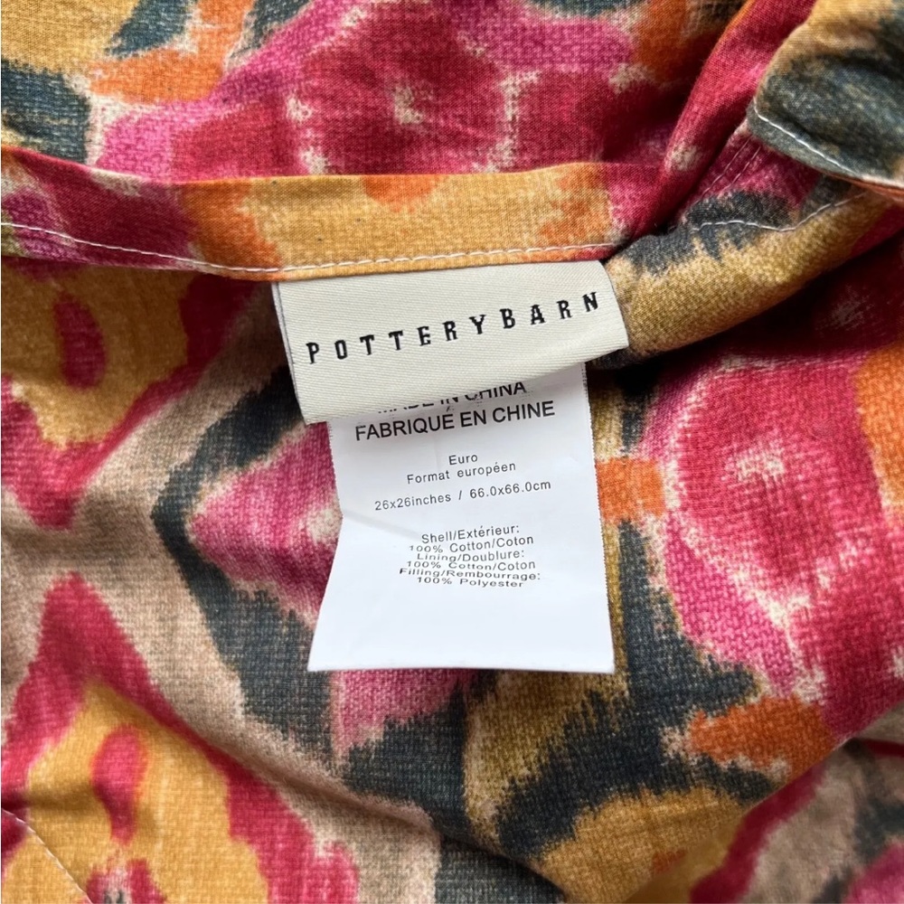 Set of 3 POTTERY BARN Quilted EURO Shams Floral Watercolor Medallion rose - gold - Picture 7 of 8